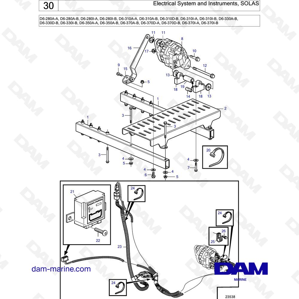 Parts And Exploded Views For Volvo Penta D6-370D-D Engine